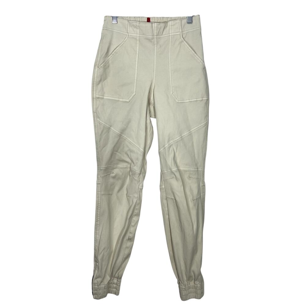 Spanx Ivory Khaki Elastic Waist Mid‎ Rise Pockets Stretch Casual Jogger Pants